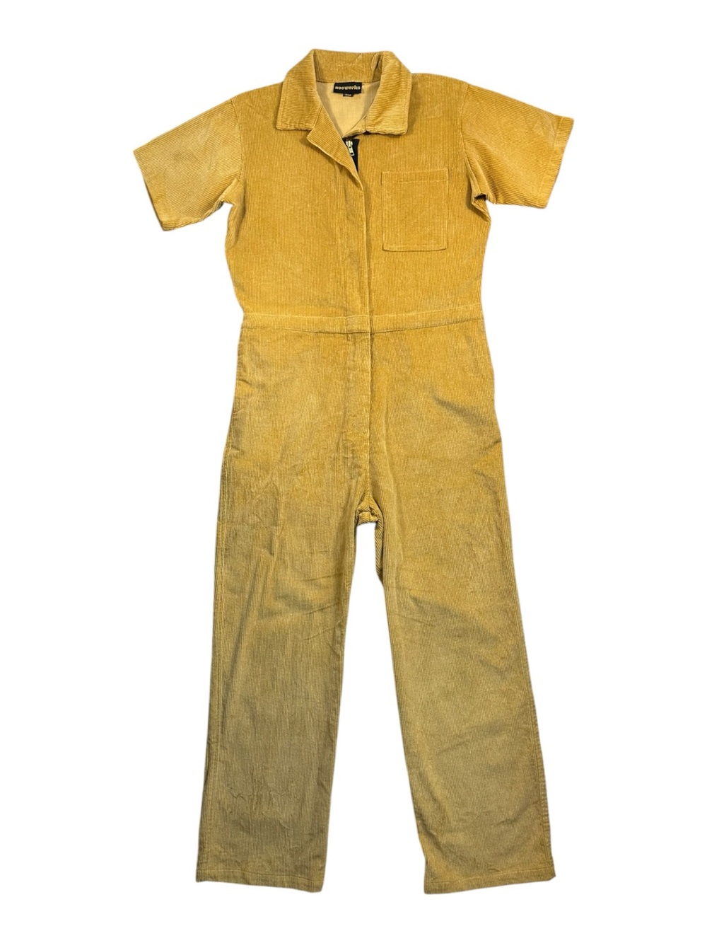 Nooworks Corduroy Mustard Yellow Zipper Pocket Jumpsuit Size Medium